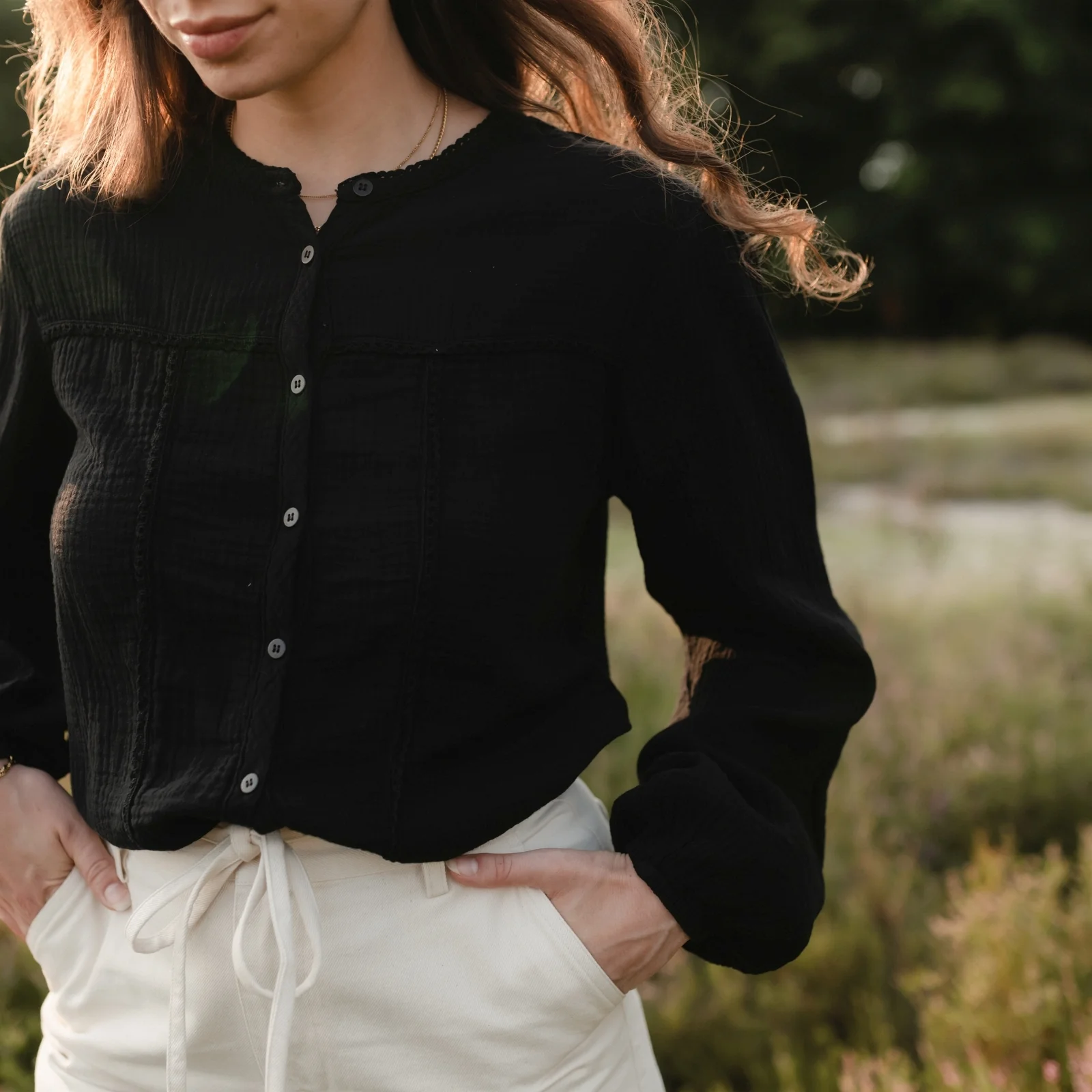 Musselin Bluse Emi Langarm - Image 3