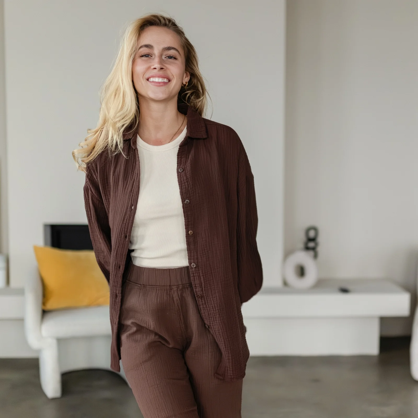 Oversize Musselin Bluse Falla - Image 12